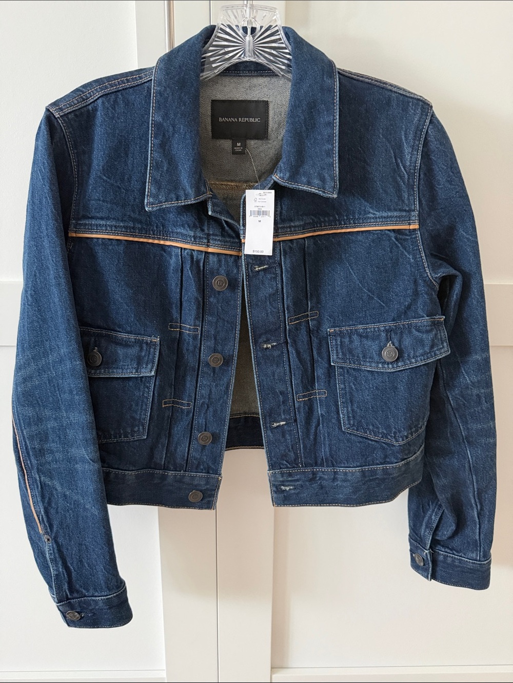 Banana Republic Indigo Blue Denim Jacket with Contrast Stitch